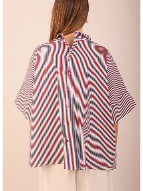 striped red and blue cotton shirt Laboratorio Capri | AMYBLUROSSO